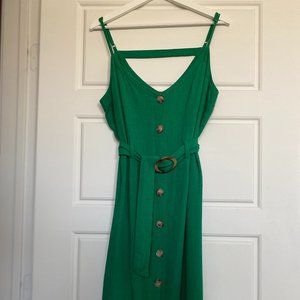 Linen Green Spaghetti Strap Midi Dress, Charming Charlie
